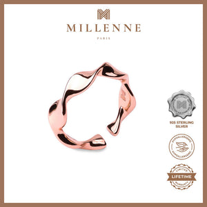 MILLENNE Millennia 2000 Organic Wave Stackable Rose Gold Ring with 925 Sterling Silver