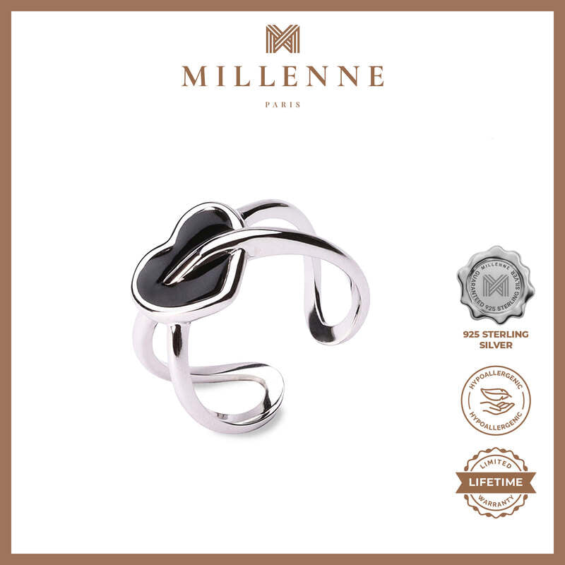 MILLENNE Millennia 2000 Gothic Heart White Gold Ring with 925 Sterling Silver