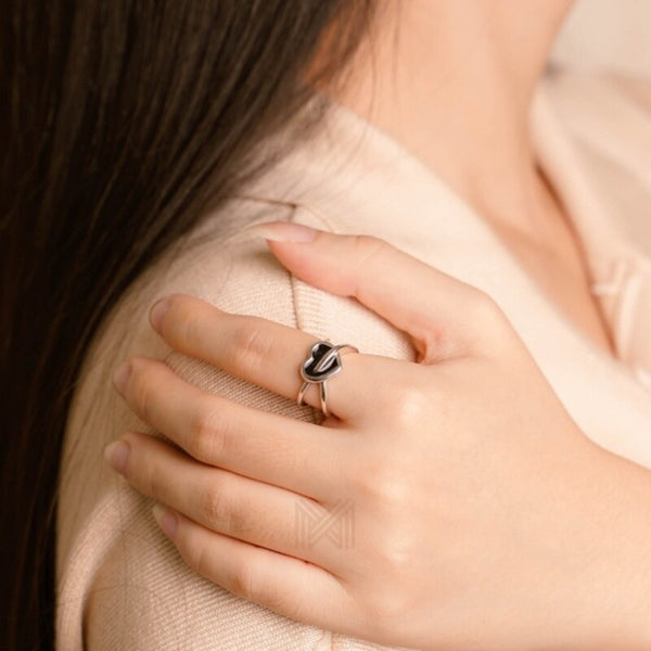MILLENNE Millennia 2000 Gothic Heart White Gold Ring with 925 Sterling Silver