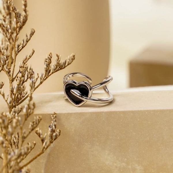 MILLENNE Millennia 2000 Gothic Heart White Gold Ring with 925 Sterling Silver