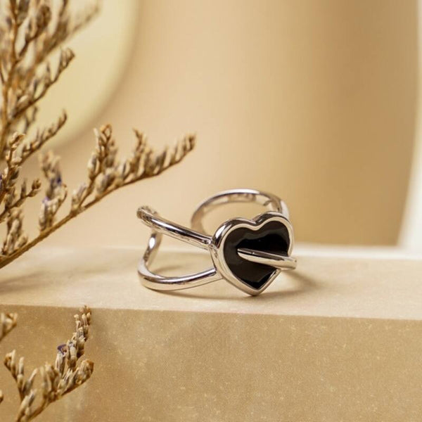 MILLENNE Millennia 2000 Gothic Heart White Gold Ring with 925 Sterling Silver