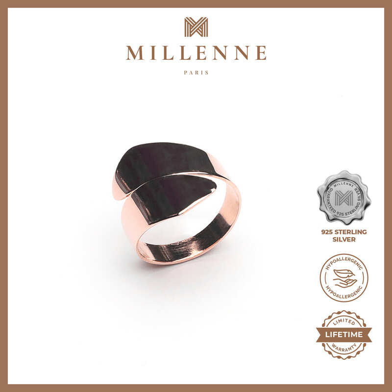 MILLENNE Minimal Broad Rose Gold Ring with 925 Sterling Silver