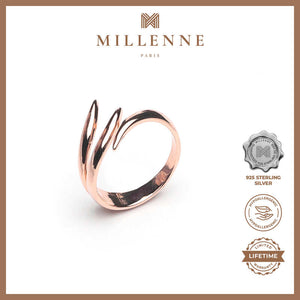 MILLENNE Minimal Asymmetrical Rose Gold Adjustable Ring with 925 Sterling Silver