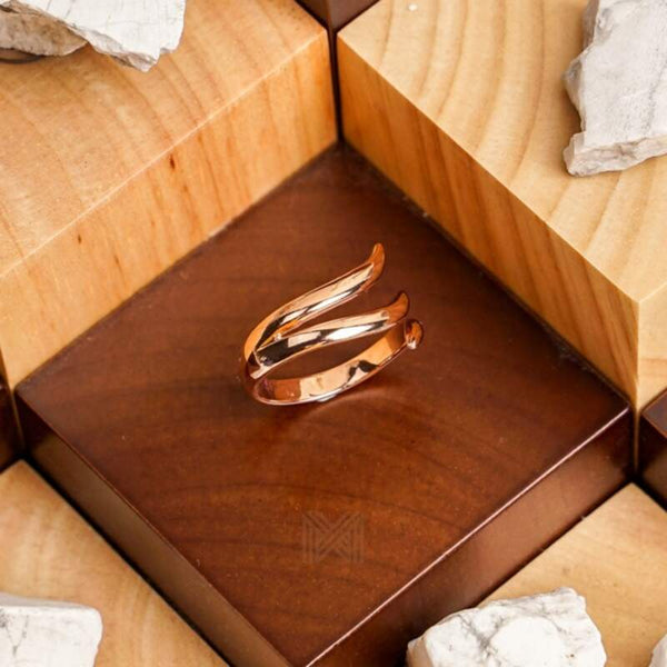 MILLENNE Minimal Asymmetrical Rose Gold Adjustable Ring with 925 Sterling Silver