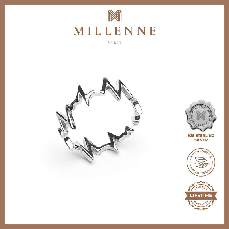 MILLENNE Millennia 2000 Heart Beat Silver Ring with 925 Sterling Silver