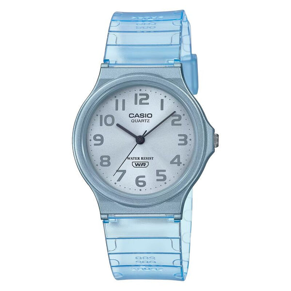 Casio Pop Series Unisex Analog Watch MQ-24S-2B with Blue Transparent Resin Band