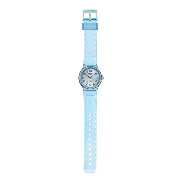 Casio Pop Series Unisex Analog Watch MQ-24S-2B with Blue Transparent Resin Band