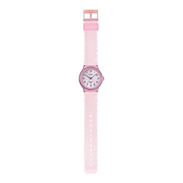 Casio Pop Series Unisex Analog Watch MQ-24S-4B with Pink Transparent Resin Band