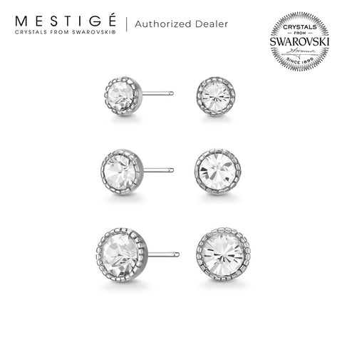 Mestige Annie Earrings Set with Swarovski Crystals | Silver Earrings for Women