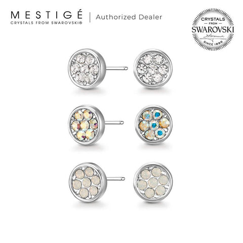 Mestige Elsie Earring Set with Austrian Crystals | Silver Earrings for Women
