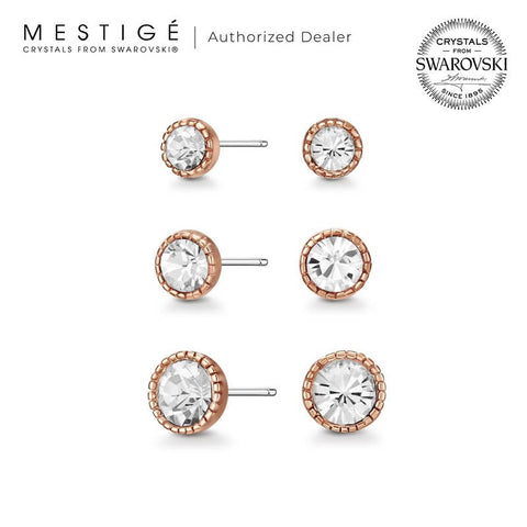 Mestige Annie Earrings Set with Swarovski Crystals | Rose Gold Earrings for Women