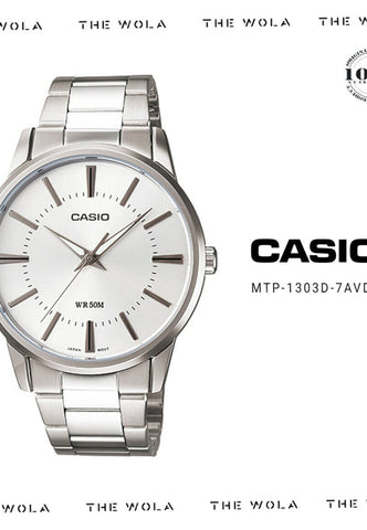 Casio Couple Analog Watch MTP-1303D-7AV Silver Stainless Steel Strap