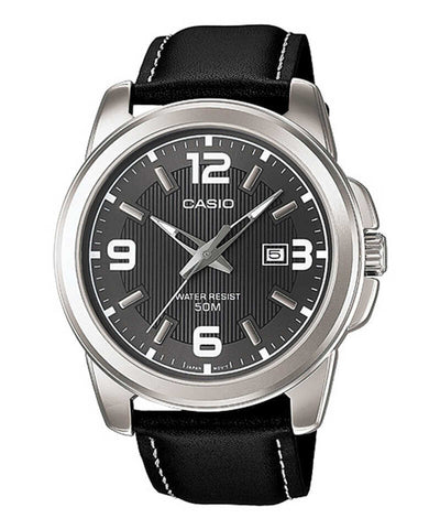 Casio Men Analog Watch MTP-1314L-8A Black Leather Strap