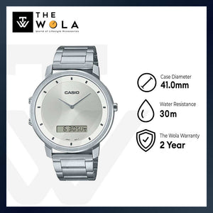 Casio Men's Analog-Digital Watch MTP-B200D-7E Silver Stainless Steel Band Watch for Men