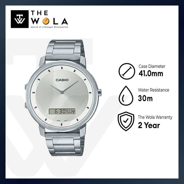 Casio Men's Analog-Digital Watch MTP-B200D-7E Silver Stainless Steel Band Watch for Men