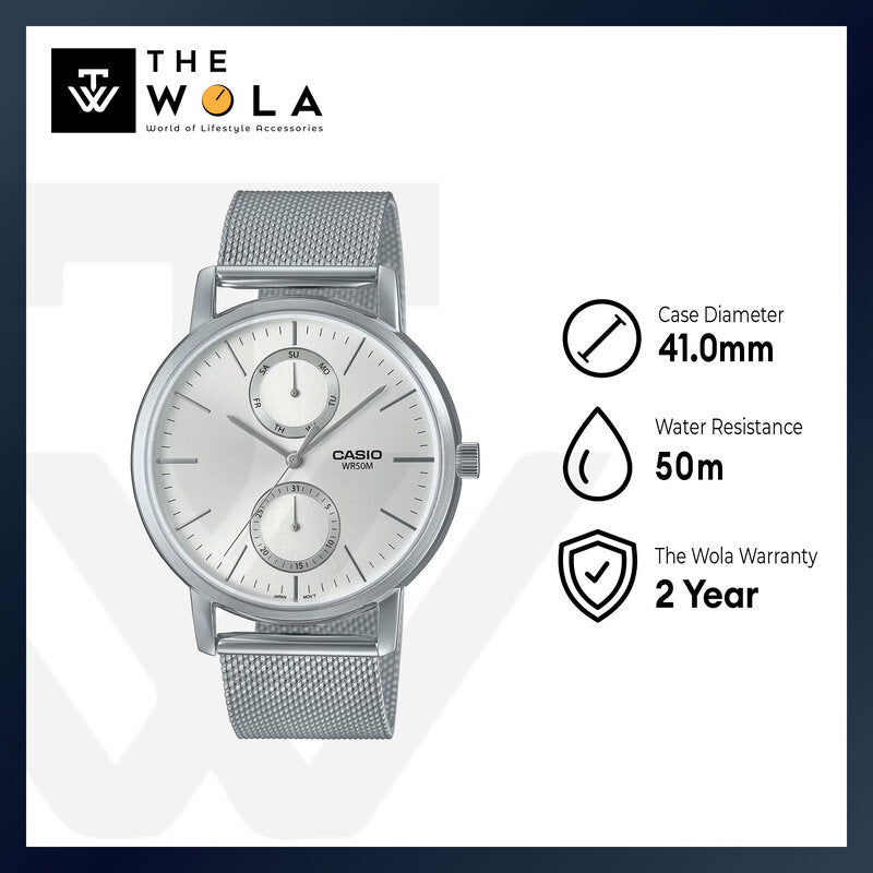 Casio Men's Analog MTP-B310M-7AVDF Silver Stainless Steel Strap Watch for Men