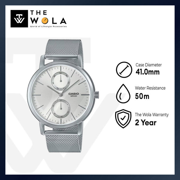 Casio Men's Analog MTP-B310M-7AVDF Silver Stainless Steel Strap Watch for Men