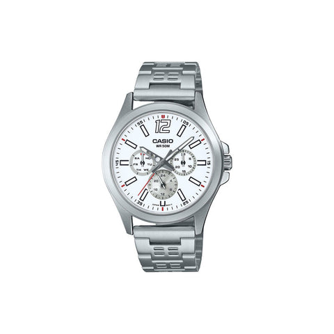 Casio Men's Analog Watch MTP-E350D-7BV Silver Stianless Steel Band Watch for men