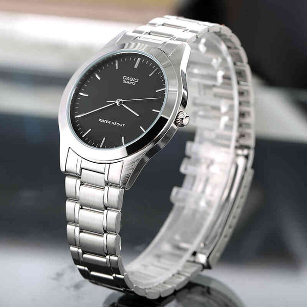 Casio Couple Watch Analog MTP-LTP-1128A-1A with Silver Stainless Steel Band