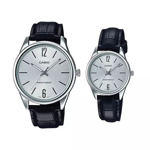 Casio Couple Analog Watch MTP-LTP-V005L-7B with Black Leather Band