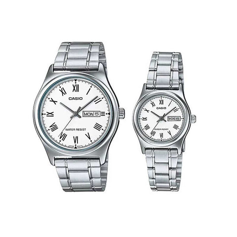 Casio Couple Watch Analog MTP-LTP-V006D-7B with Silver Stainless Steel Band