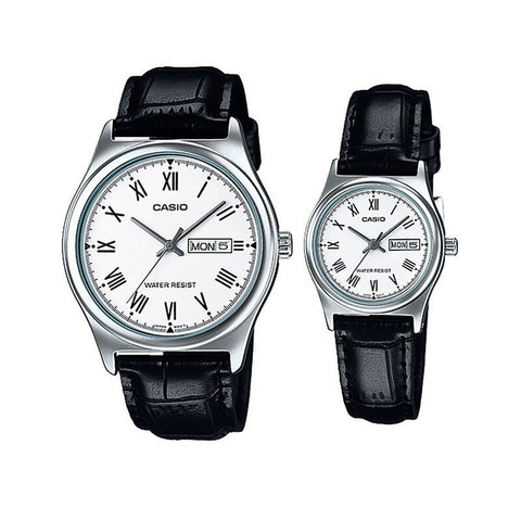 Casio Couple Watch Analog MTP-LTP-V006L-7B with Black Leather Band