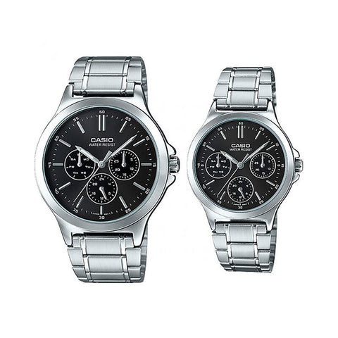 Casio Couple Watch Analog MTP-LTP-V300D-1A with Silver Stainless Steel Band
