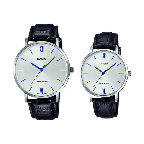 Casio Couple Watch Analog MTP-LTP-VT01L-7B1 with Black Leather Band