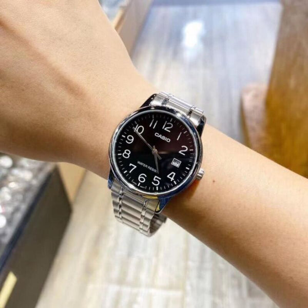 Casio Men Analog Watch MTP-V002D-1B Silver Stainless Steel Strap