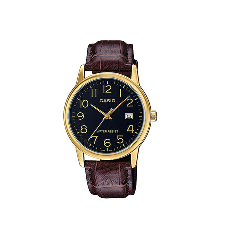 Casio Men Analog Watch MTP-V002GL-1B Brown Leather Strap