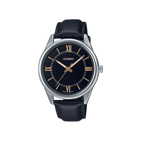 Casio Men's Analog MTP-V005L-1B5 Black Leather Watch