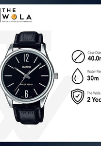 Casio Men Analog Watch MTP-V005L-1B Black Leather Strap