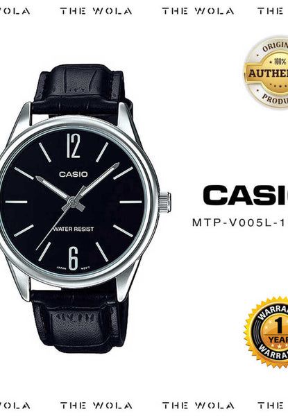 Casio Men Analog Watch MTP-V005L-1B Black Leather Strap