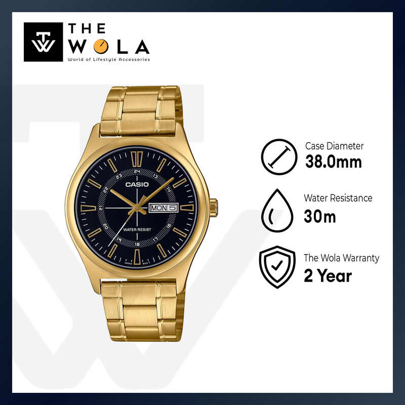 Casio Men's Analog Gold Stainless Steel Band Watch - MTP-V006G-1C