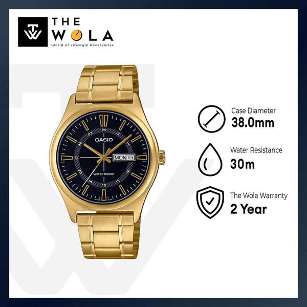 Casio Men's Analog Gold Stainless Steel Band Watch - MTP-V006G-1C