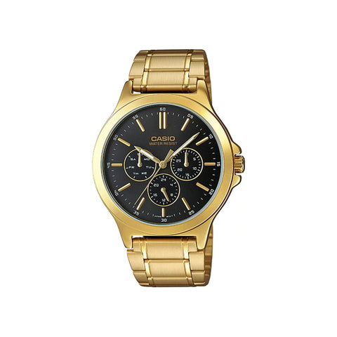 Casio Men Chronograph Watch MTP-V300G-1A Gold Stainless Steel Strap