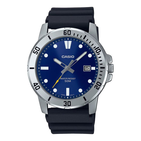 Casio Men's Analog Watch MTP-VD01-2EV Blue Dial with Black Resin Band