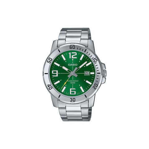 Casio Men Analog Watch MTP-VD01D-3BV Silver Stainless Steel Strap