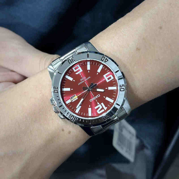 Casio Men Analog Watch MTP-VD01D-4BV Silver Stainless Steel Strap