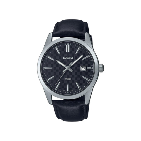 Casio Men's Analog Watch MTP-VD03L-1A Black Leather Band Watch for mens