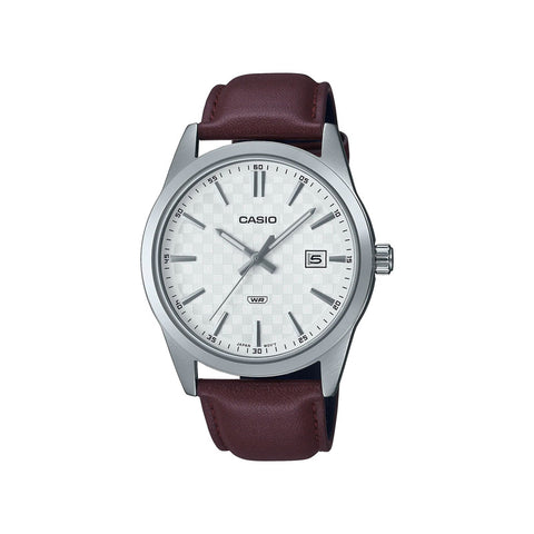 Casio Men's Analog Watch MTP-VD03L-5A Brown Leather Band Watch for mens