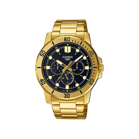 Casio Men Chronograph Watch MTP-VD300G-1E Gold Stainless Steel Strap