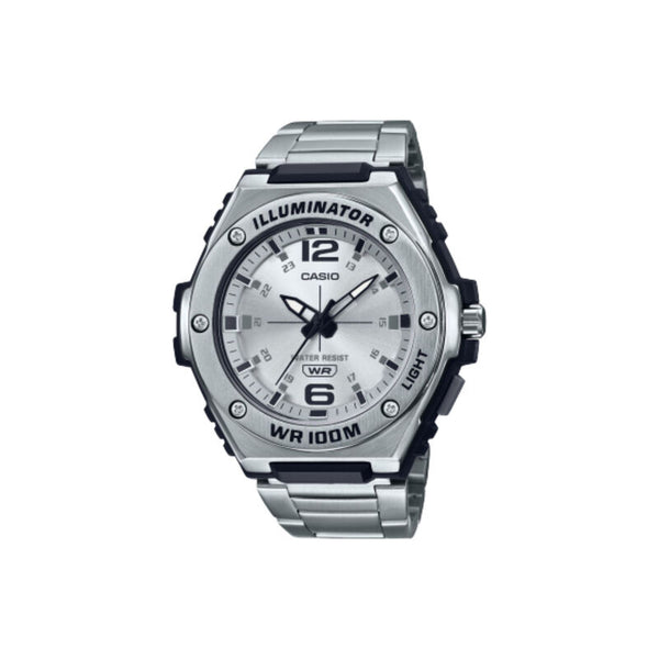 Casio Men's Analog Watch MWA-100HD-7AV Silver Stainless Steel Band Watch for men