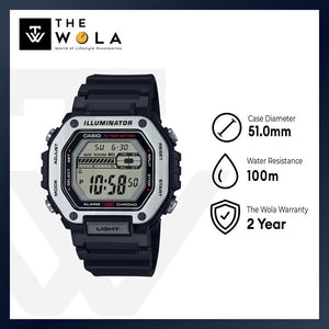 Casio MWD-110H-1AV Men's Digital Watch with Black Resin Band and 10-Year Battery Life
