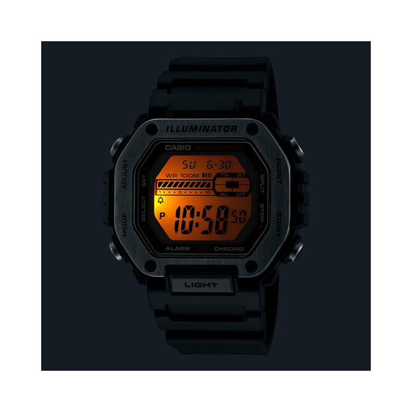 Casio MWD-110H-1AV Men's Digital Watch with Black Resin Band and 10-Year Battery Life