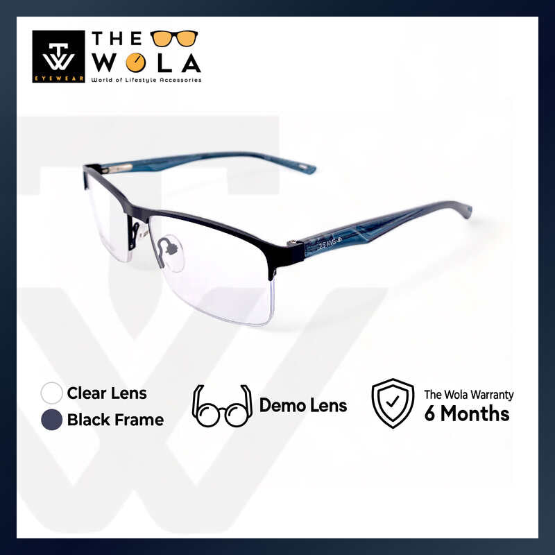 2.5 NVG OPH Men's Rectangle Frame Black Metal Optical Frame with Demo Lens OPH1090205