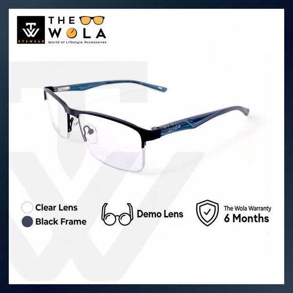 2.5 NVG OPH Men's Rectangle Frame Black Metal Optical Frame with Demo Lens OPH1090205