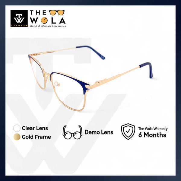 2.5 NVG OPH Men's Square Frame Gold Metal Optical Frame with Demo Lens OPHSC1120209