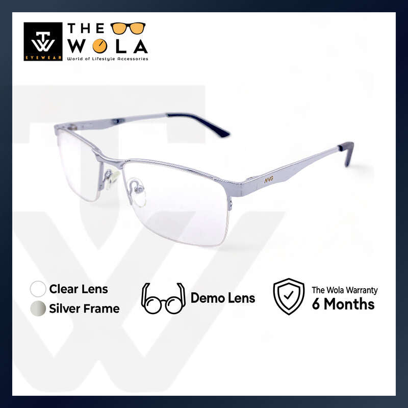 2.5 NVG OPH Men's Rectangle Frame Silver Metal Optical Frame with Demo Lens OPHSC1541212