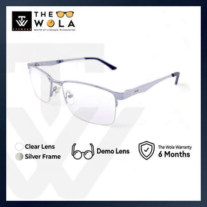 2.5 NVG OPH Men's Rectangle Frame Silver Metal Optical Frame with Demo Lens OPHSC1541212